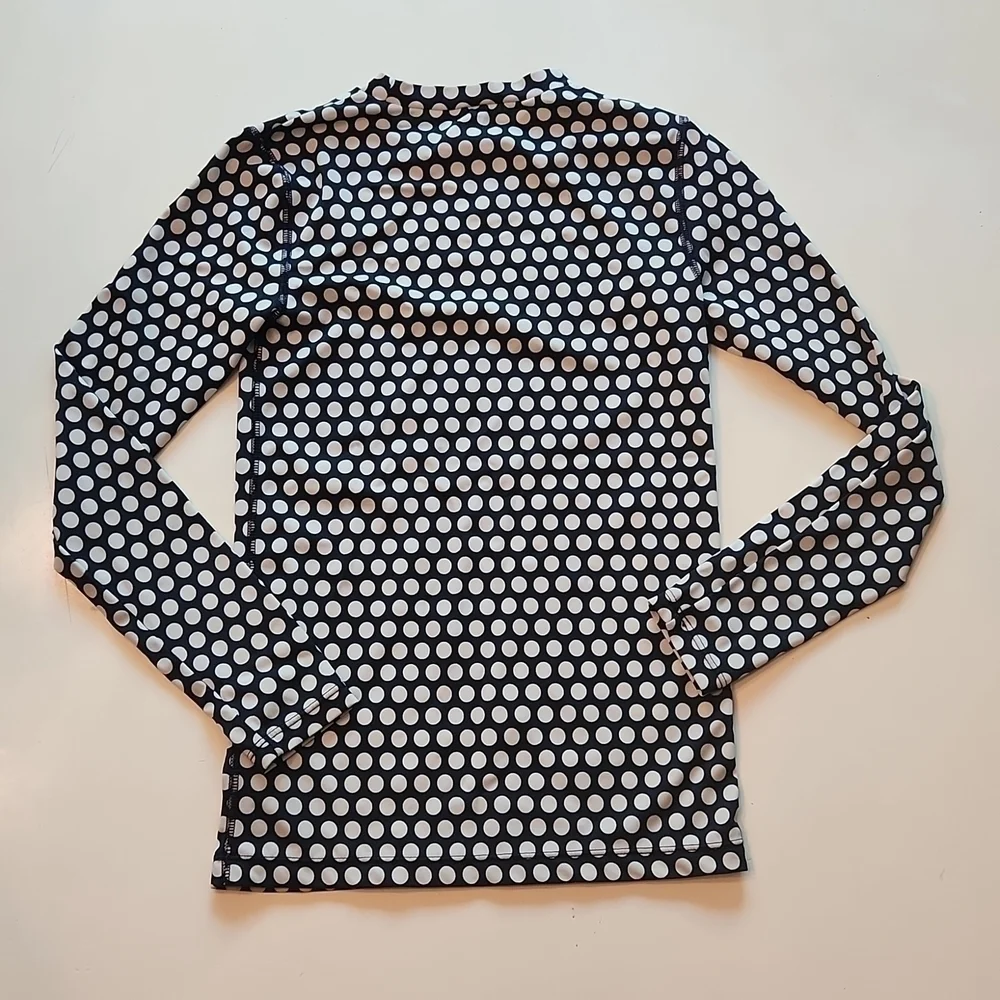 J Crew Crewcuts navy blue white polka dot long sleeve swim rashguard 12